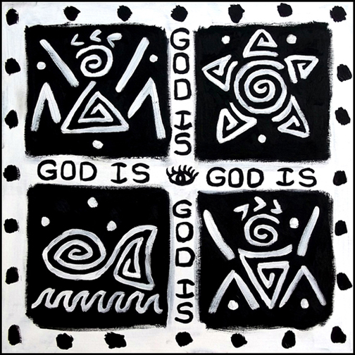 God Is In Four Squares, Oil on Canvas, 24”x24" © 2011 Lili Bernard, Collection Tiffany & Jerry Blackwell, Esq. 