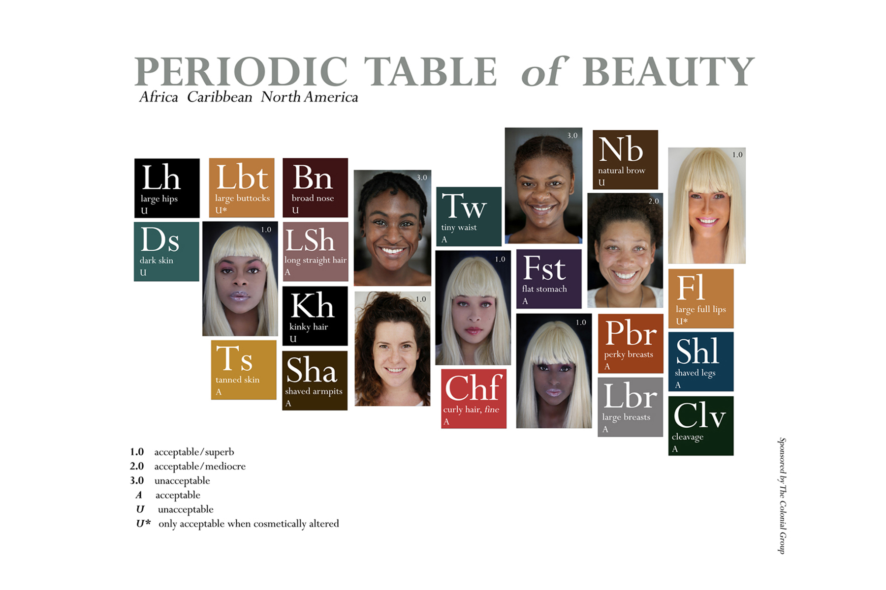 Janet E. Dandridge. Follow These Rules: Periodic Table of Beauty 2013 Photography. Graphic-Design, Dimensions are site-specific
