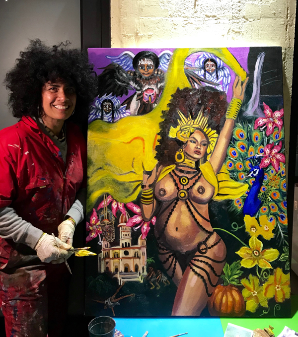 Lili_Bernard_in_front_of_her_in_session_painting