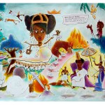 Zeal Harris. Kimpa Vita and the Concert of Kongo, 2011. Ink, Liquid Acrylic & Watercolor on Paper, 36"x50"